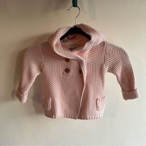 Beba Bean Sweater Sz 6-12 Months Pink Girls EUC Double Breasted